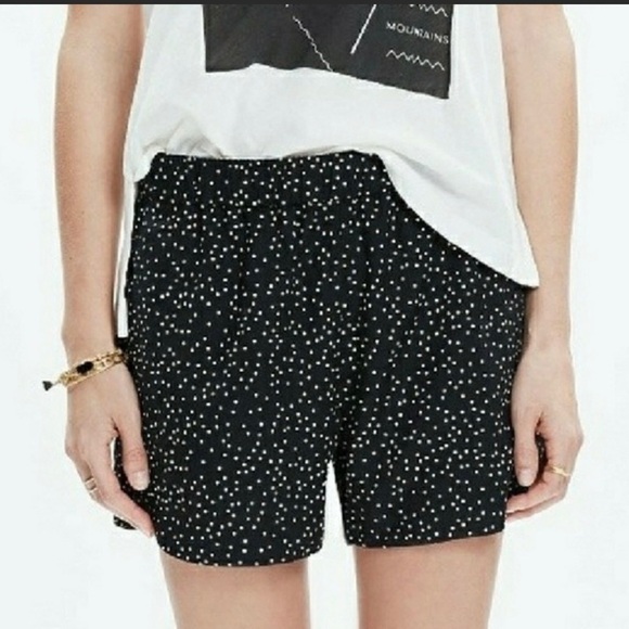 Madewell Black Polka Dot Drapey Pull-On Shorts - Picture 1 of 8